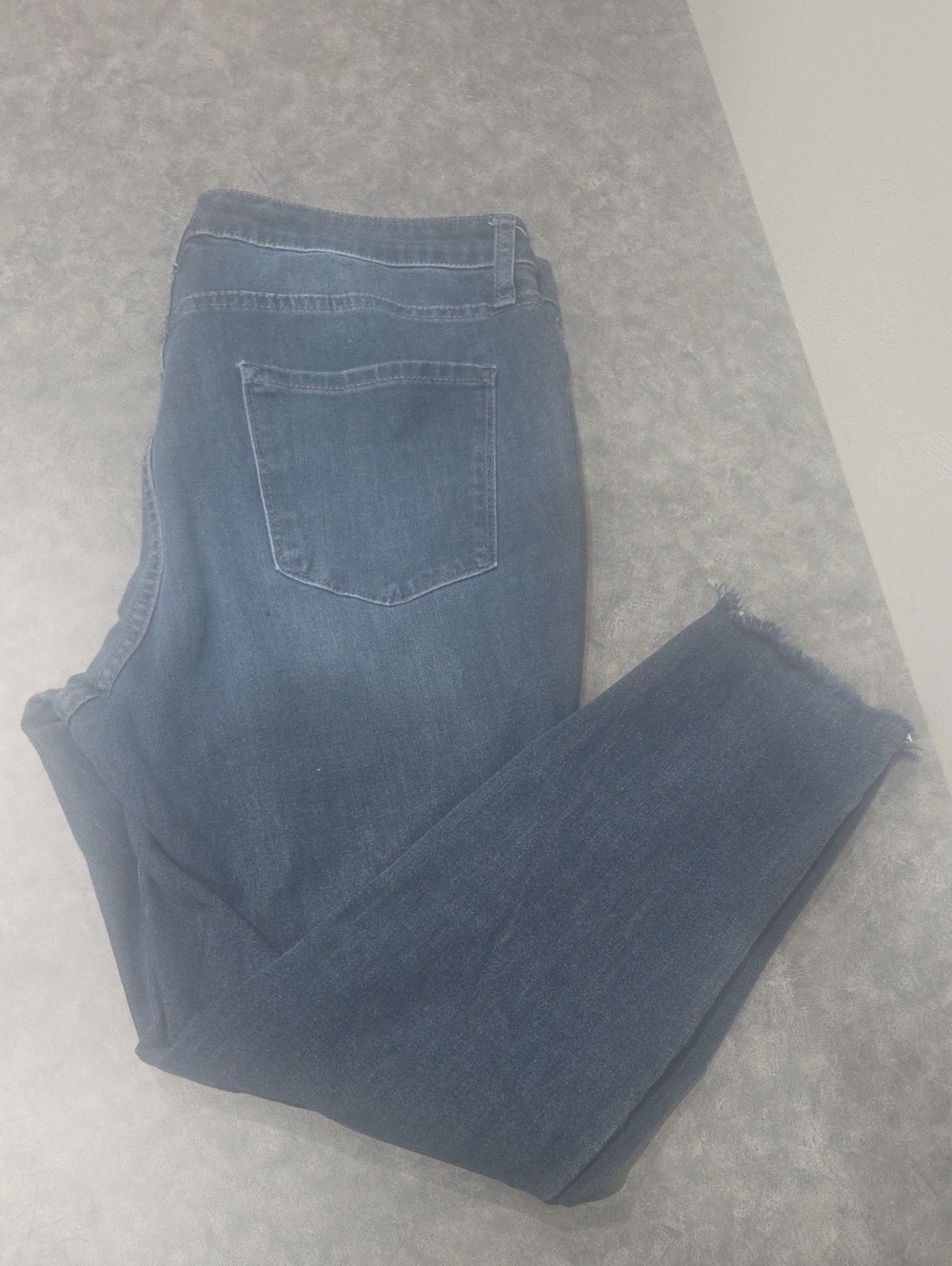 LC Lauren Conrad Dark Blue Skinny Jeans with Frayed Hem